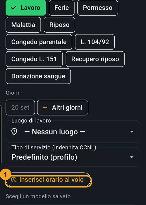 Schermata dell'app per il passo: Il primo turno in calendario