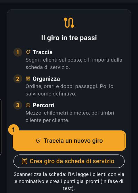 Schermata dell'app per il passo: Giro ronda in tre passi, con la voce